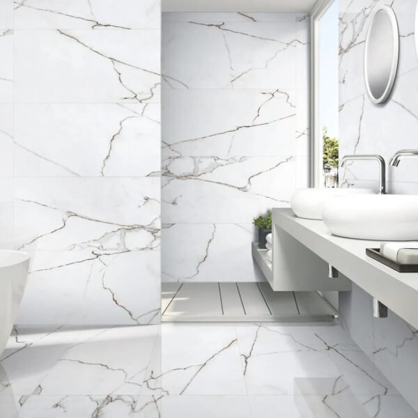Carrara Elite Shiny Porcelain Floor Tile - 600 x 1200mm