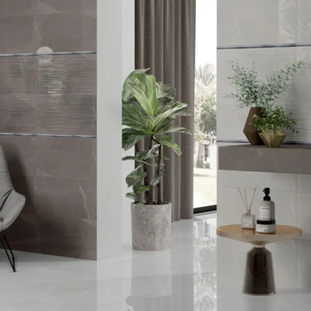 Bayona Grey Glossy Ceramic Floor Tile - 450 x 450mm