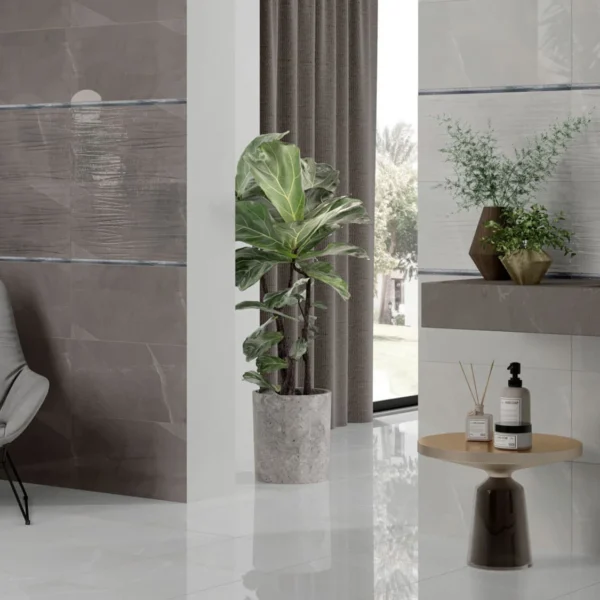 Bayona Grey Glossy Ceramic Floor Tile - 450 x 450mm