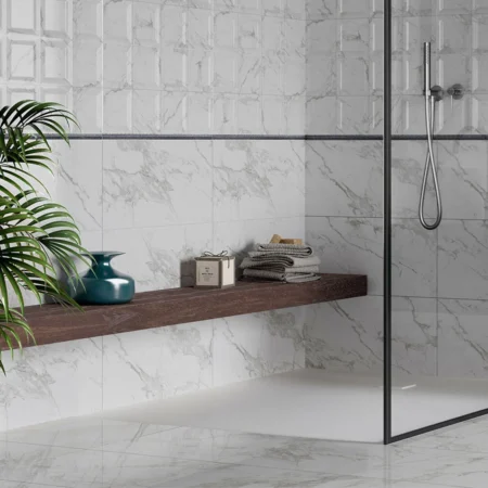 Stonia White Glossy Ceramic Floor Tile - 450 x 450mm