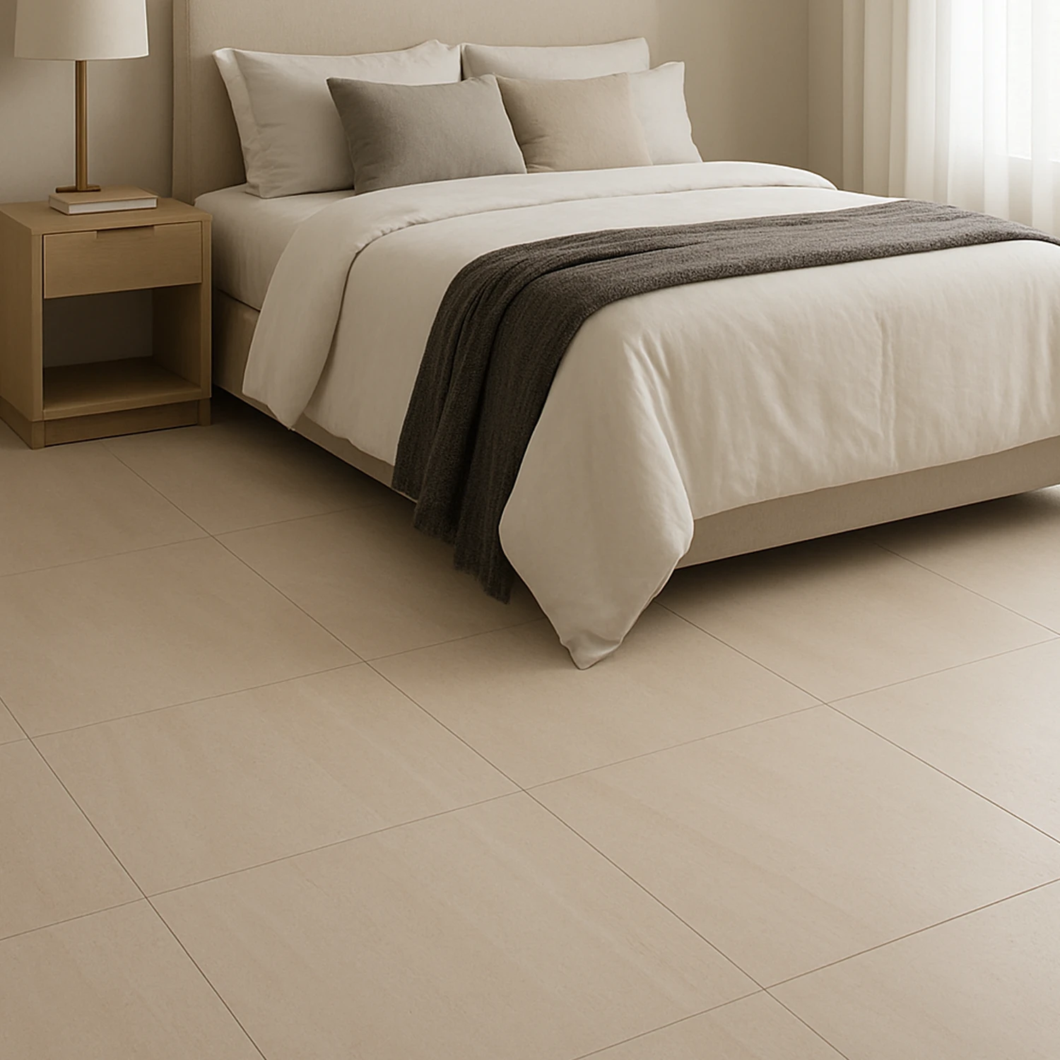 Etna Crema Beige Pattern Look Matt Porcelain Floor Tile - 600 x 600mm